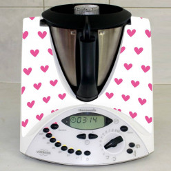 Stickers Thermomix TM 31  Pluie de coeur rose 