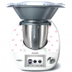 Stickers Thermomix TM 5  Blanc à pois rose