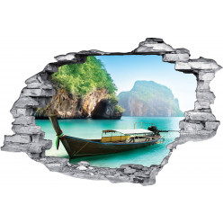 Stickers Trompe l'oeil 3D Bateau 2