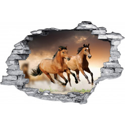 Stickers Trompe l'oeil 3D Chevaux 2