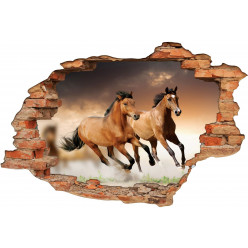 Stickers Trompe l'oeil 3D Chevaux 2