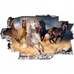 Stickers Trompe l'oeil 3D - Chevaux