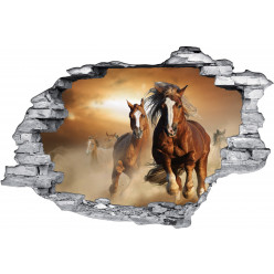 Stickers Trompe l'oeil 3D Chevaux 5