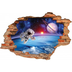 Stickers Trompe l'oeil 3D Cosmonaute