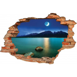 Stickers Trompe l'oeil 3D Lac et Montagnes