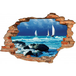 Stickers Trompe l'oeil 3D Mer Bateaux