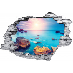 Stickers Trompe l'oeil 3D Mer et rochers 2