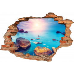 Stickers Trompe l'oeil 3D Mer et rochers 2