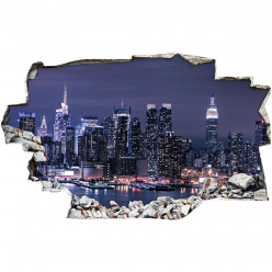 Stickers Trompe l'oeil 3D - New york nuit