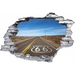 Stickers Trompe l'oeil 3D Route 66