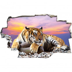 Stickers Trompe l'oeil 3D - Tigre