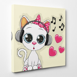 Tableau toile - Chaton Musique