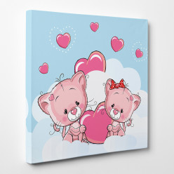 Tableau toile - Chatons Cœurs 2