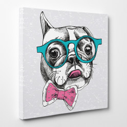 Tableau toile - Chien Lunettes