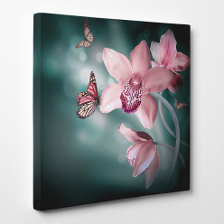 Tableau toile - Fleurs Papillon