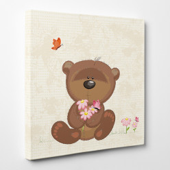 Tableau toile - Ourson Fleur