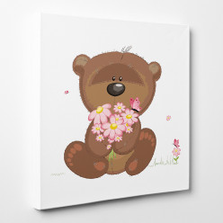 Tableau toile - Ourson Fleur 3