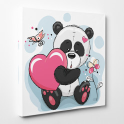 Tableau toile - Panda Cœur