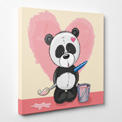 Tableau toile - Panda Cœur 3