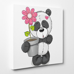 Tableau toile - Panda Fleur
