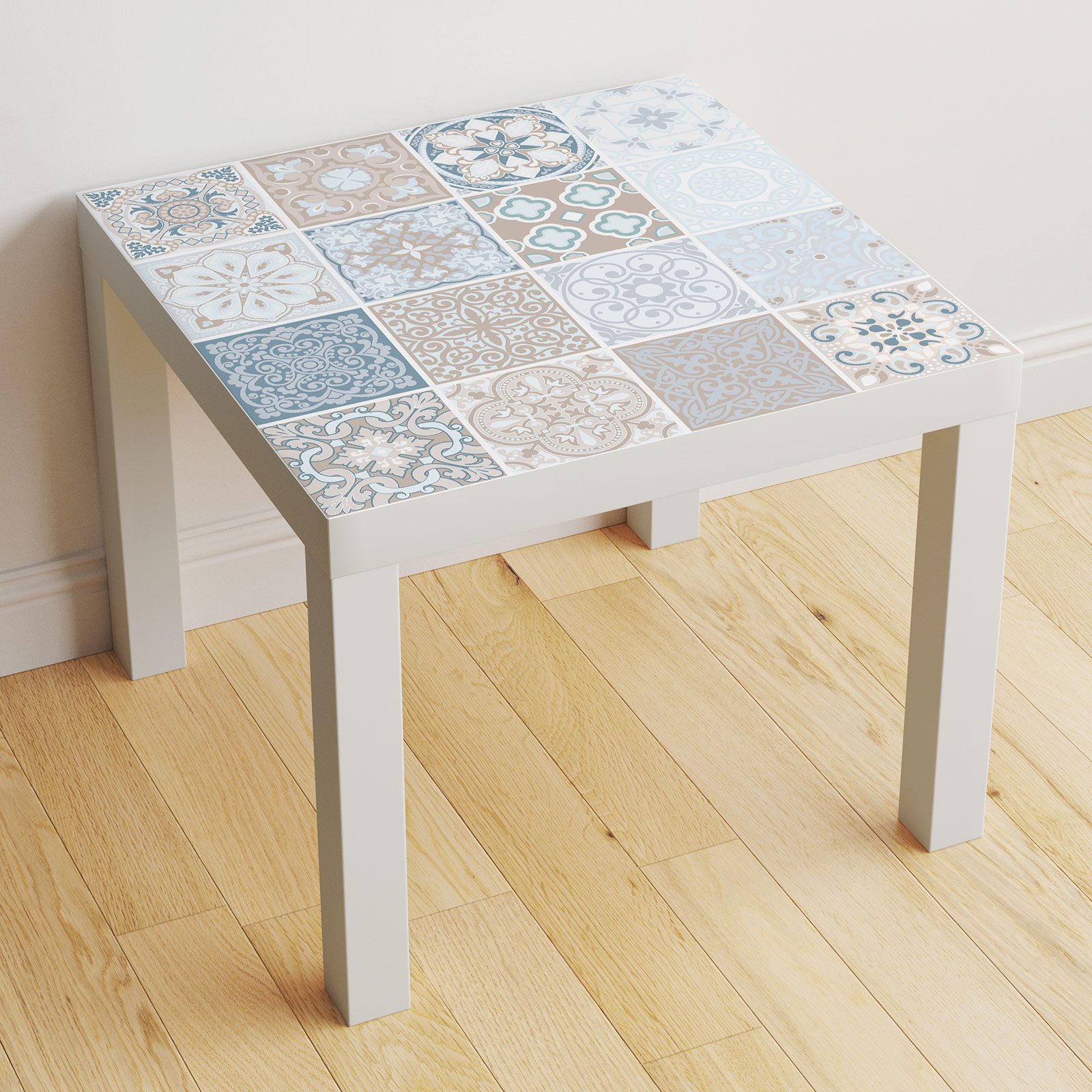 Table Sticker Beige Stickers Table - Motif Carreaux de ciment - Des prix 50% moins cher qu ...