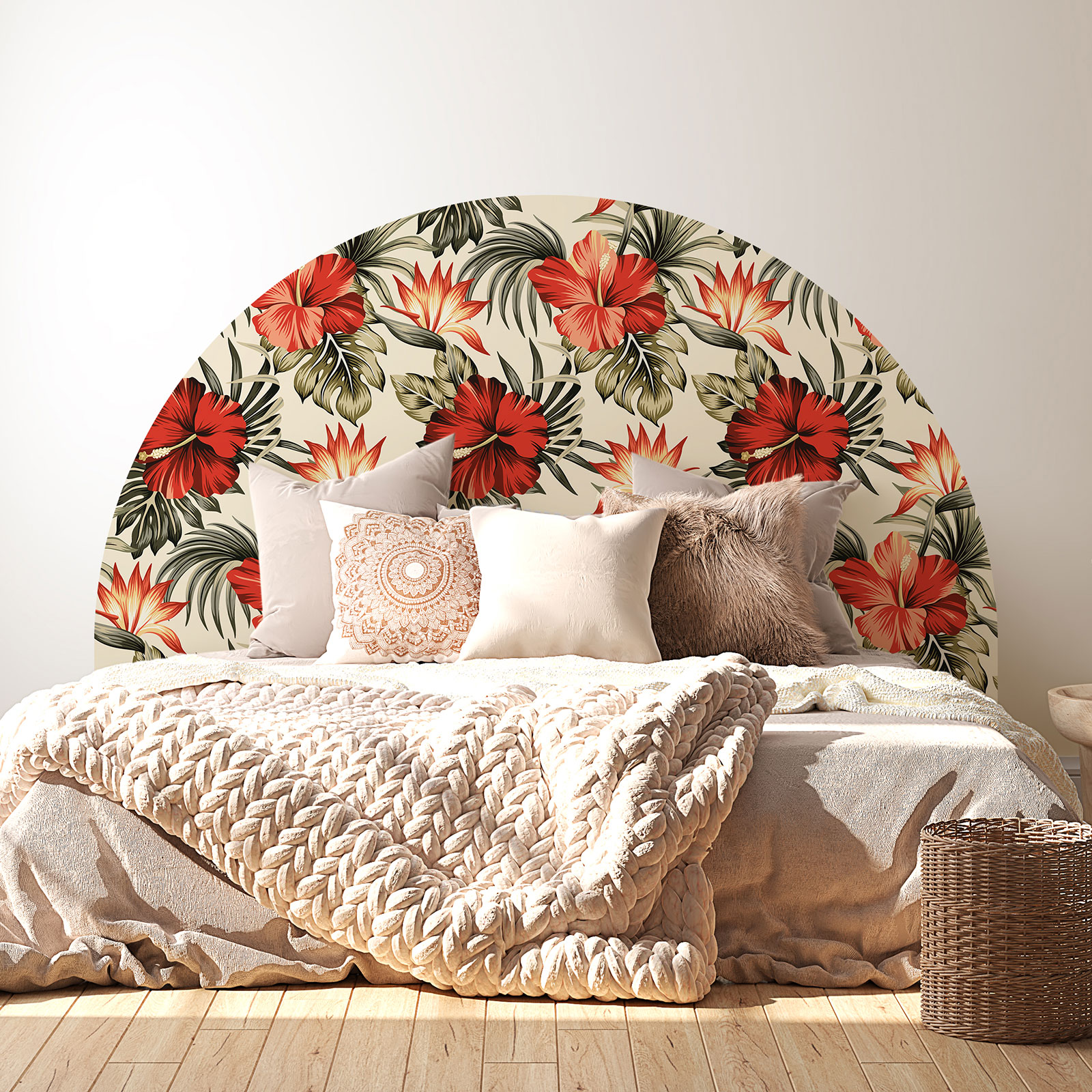 Tête de Lit adhésive Feuilles Bohème - Décoration chambre à coucher