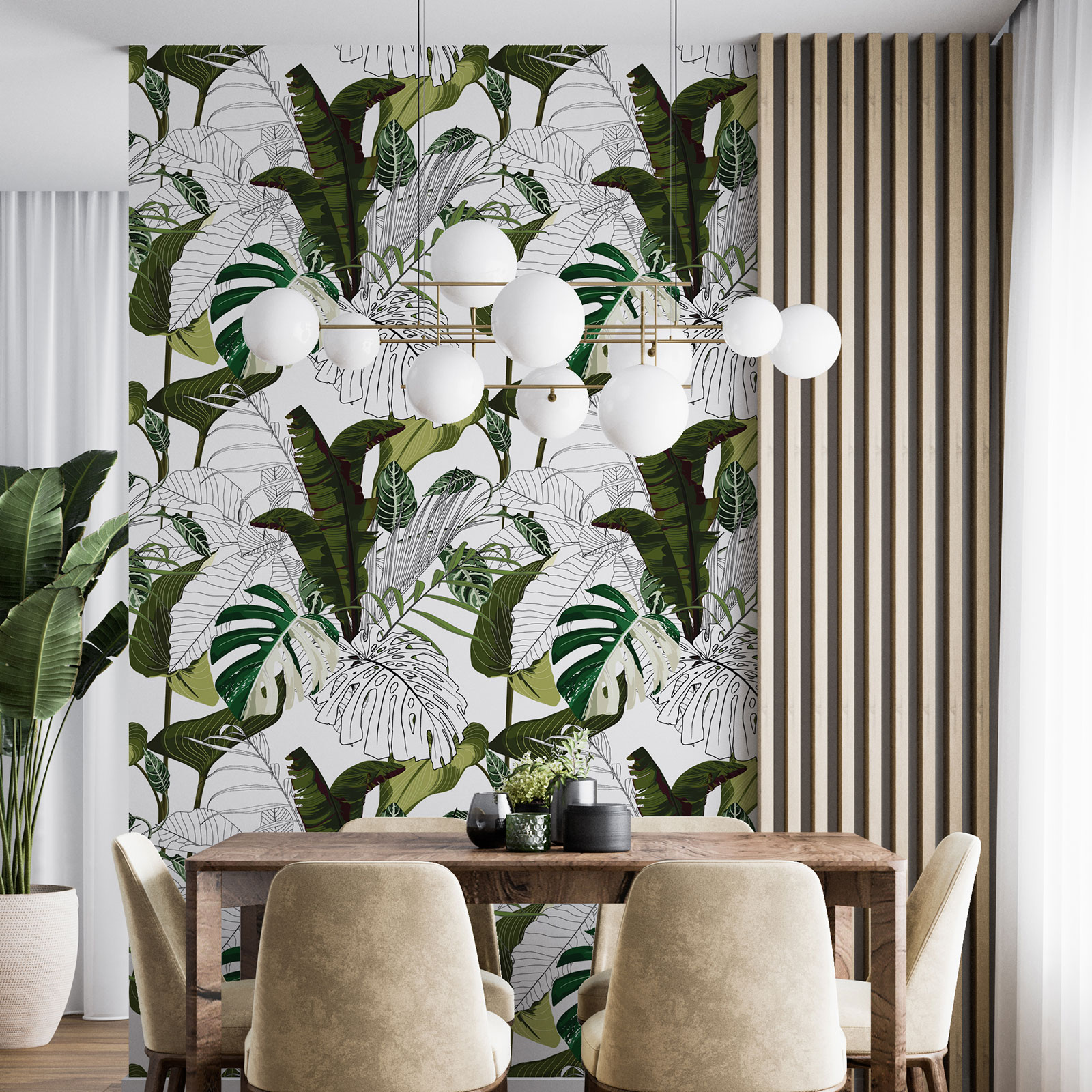 Papier Peint AS Creation 342461 – Motif Feuilles Botaniques Et Rayures Texturé, Beige, 10,05x0,53m