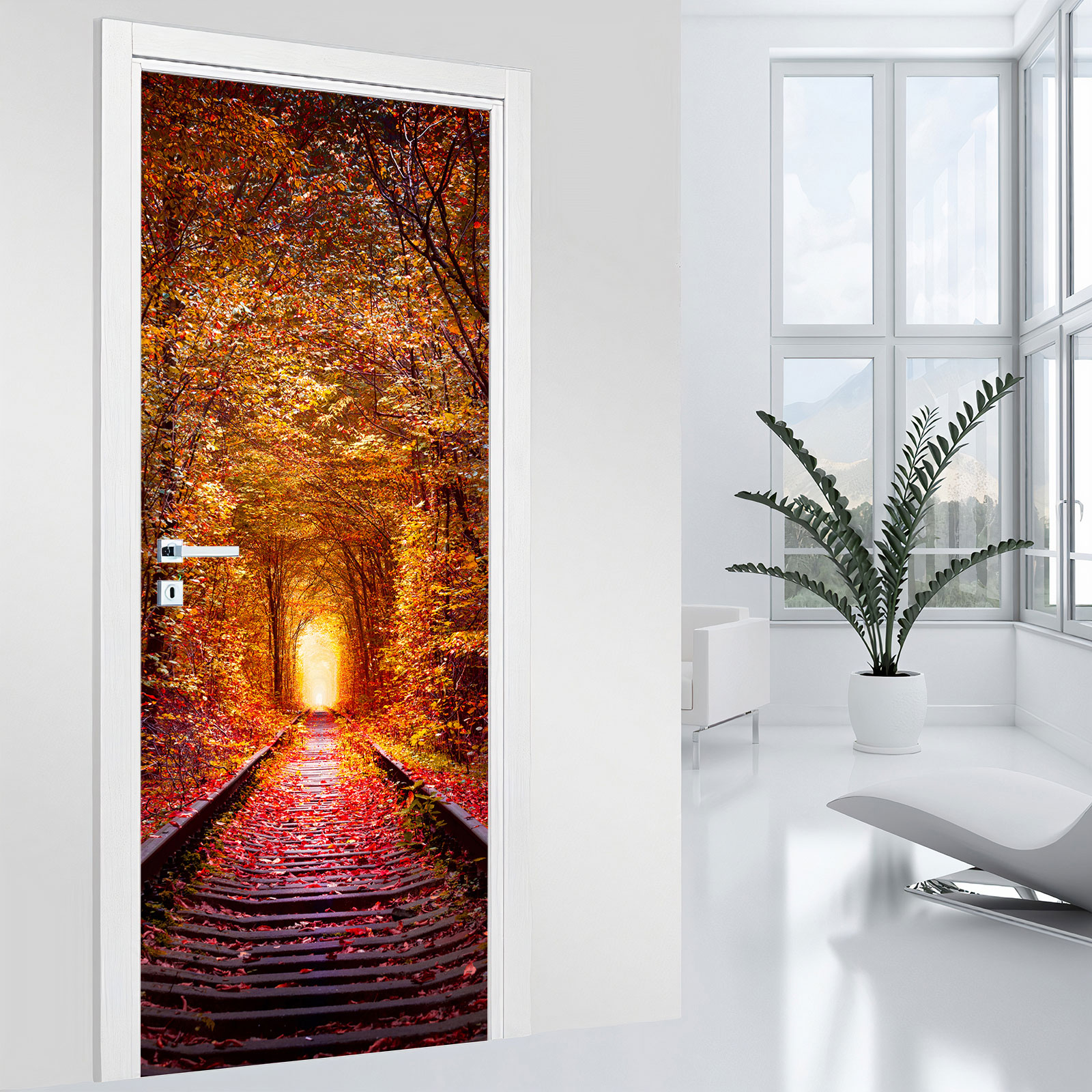 Autocollant Mural Forêt 3D - 77x200 Cm - PVC Amovible - Décoration Maison