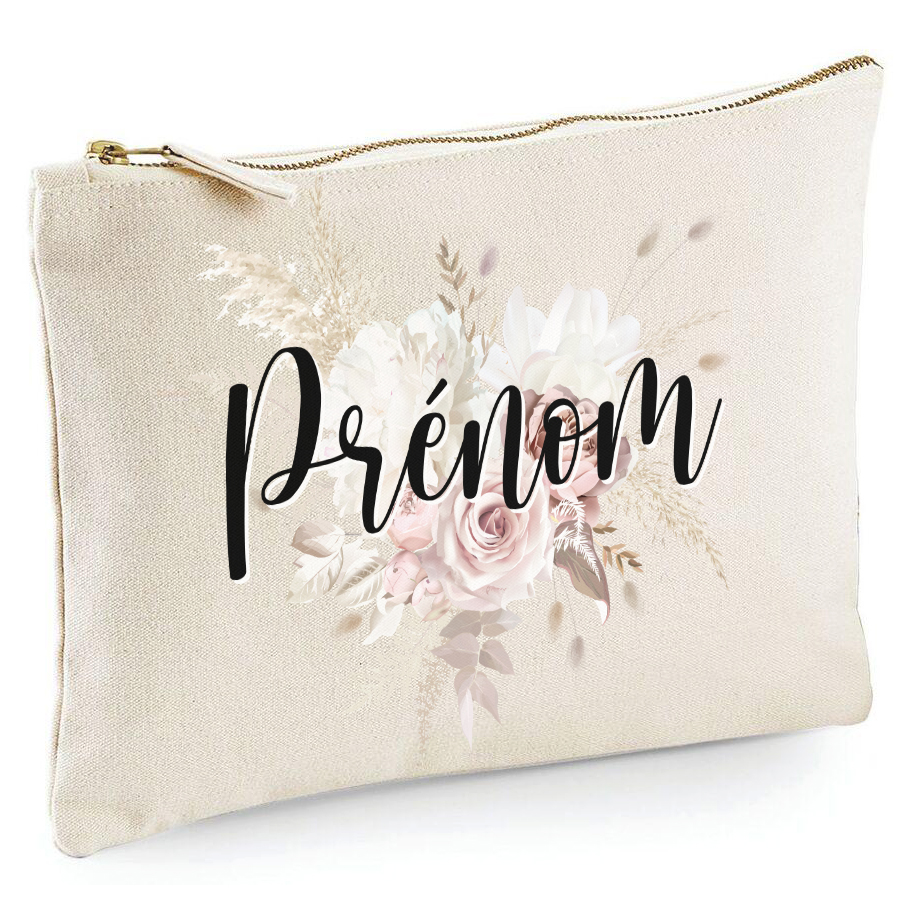 Trousse Ou Pochette à Rabat Fleur Personnalisée Avec Prénom - Réf 53 - Neuf Avec Étiquettes
