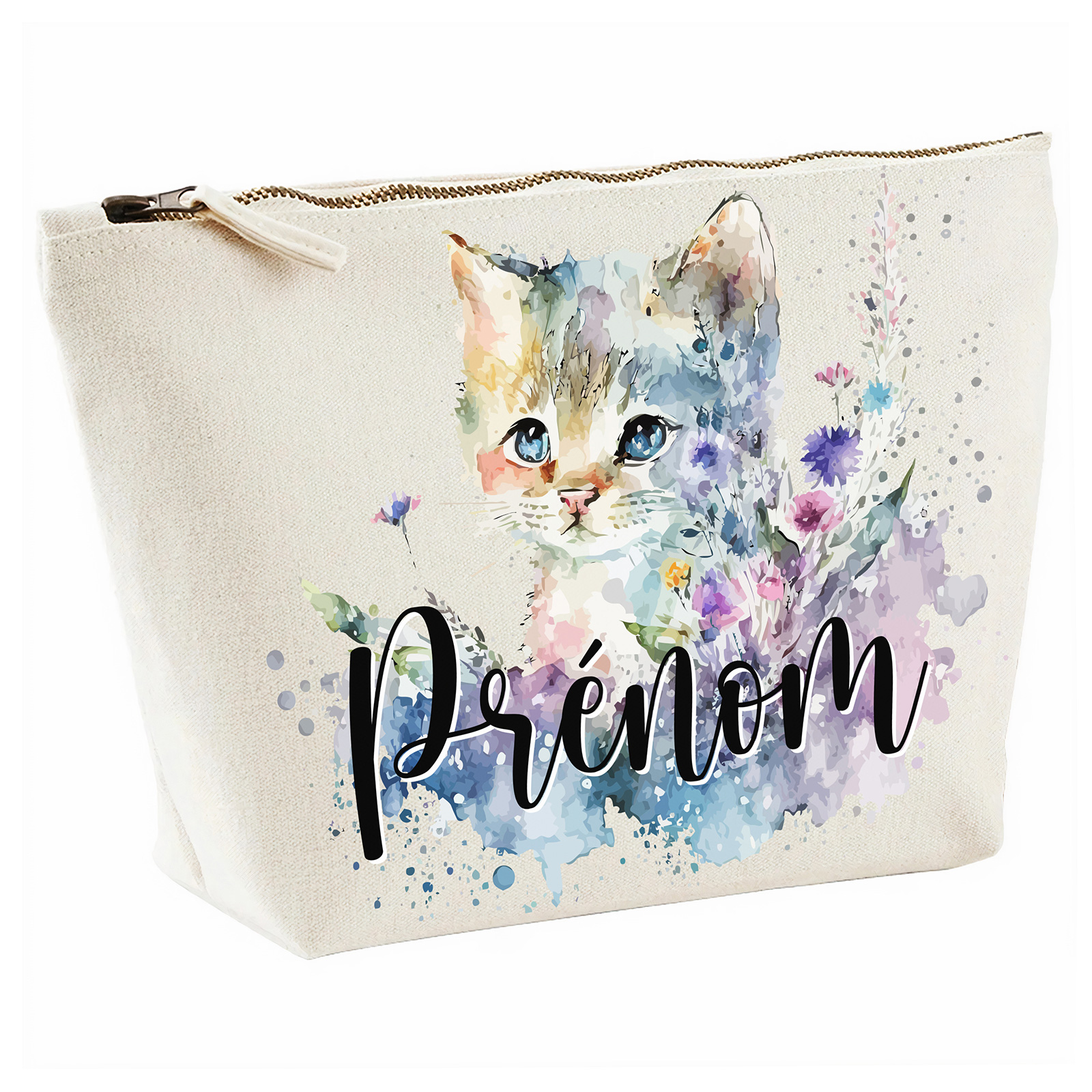 Trousse à Rabat Personnalisée Avec Chat Et Prénom - Référence 09, Neuf Avec étiquettes, En Polyester Et Toile