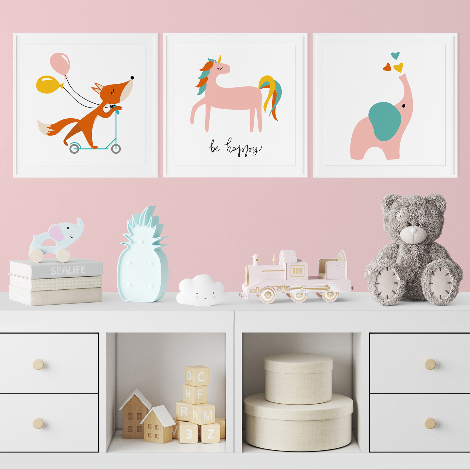 Lot de 3 Affiches / Posters Triptyque - Fleurs - Des prix 50% moins