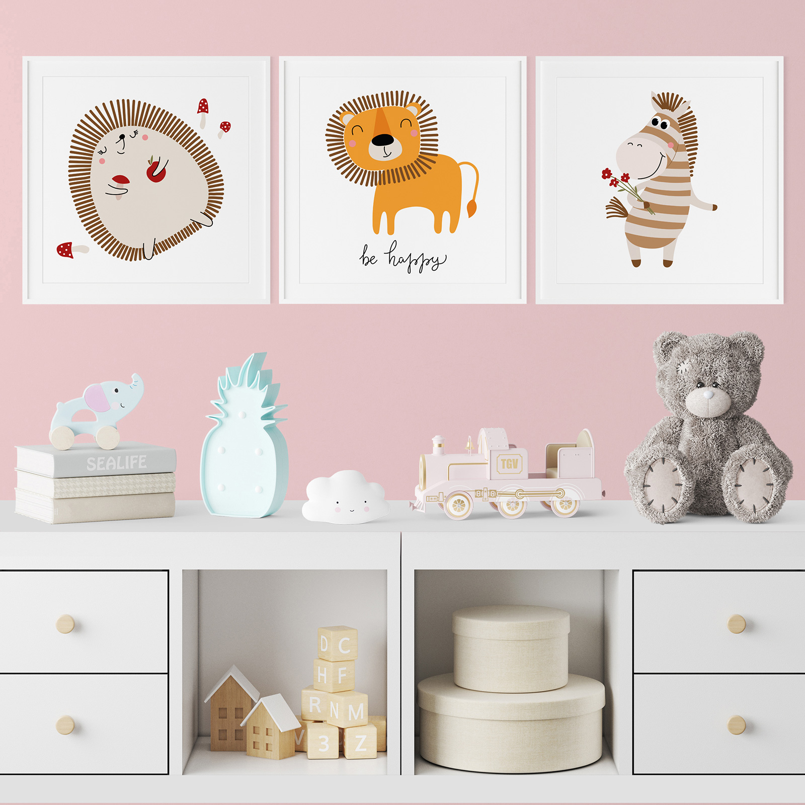 Set van 3 Posters Linnen Look: Vlinders en Wilde Bloemen: Waar de Lent
