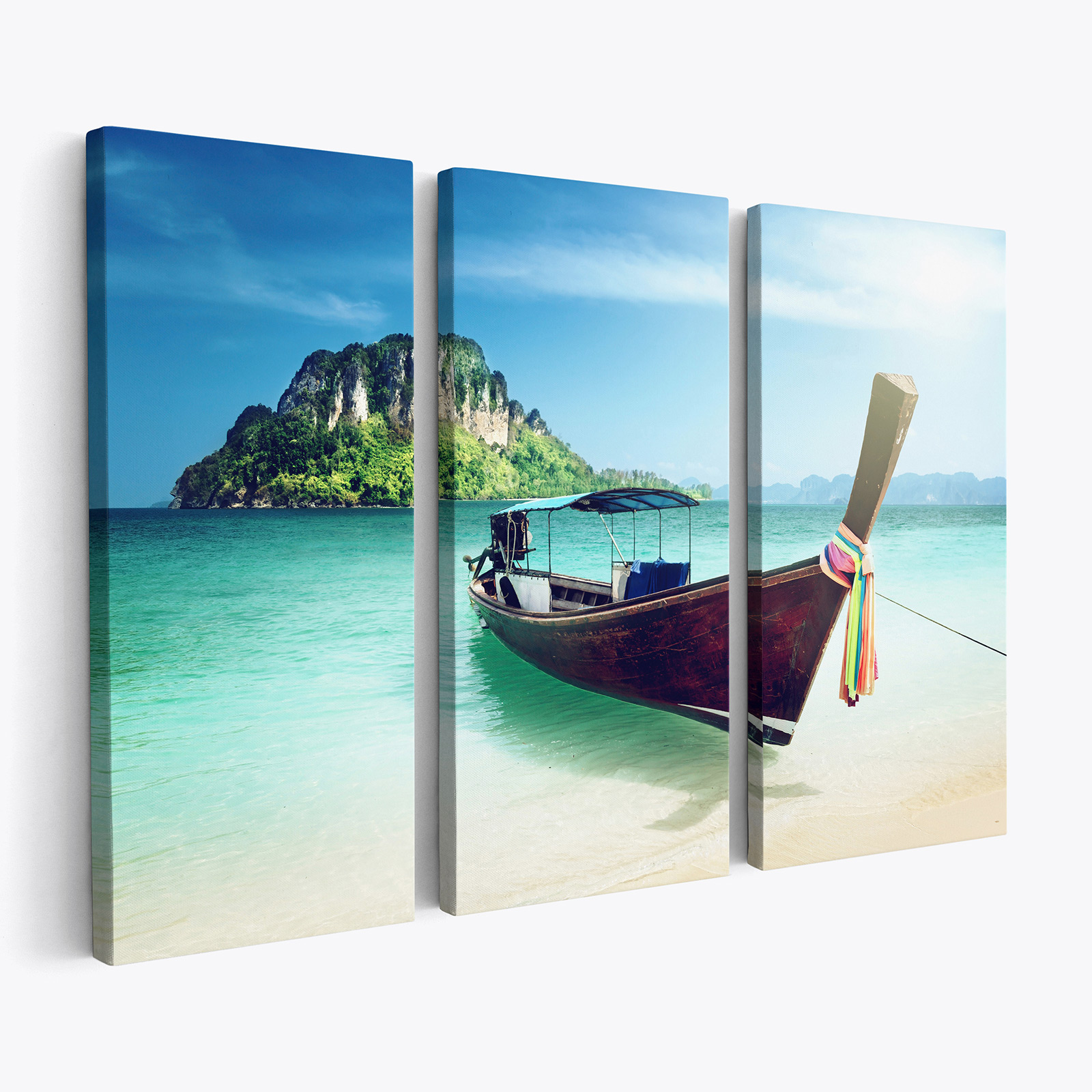 Tableau Déco Sur Toile 160x85cm - Image Tahiti Bora Détente, Paysage Maritime, Neuf