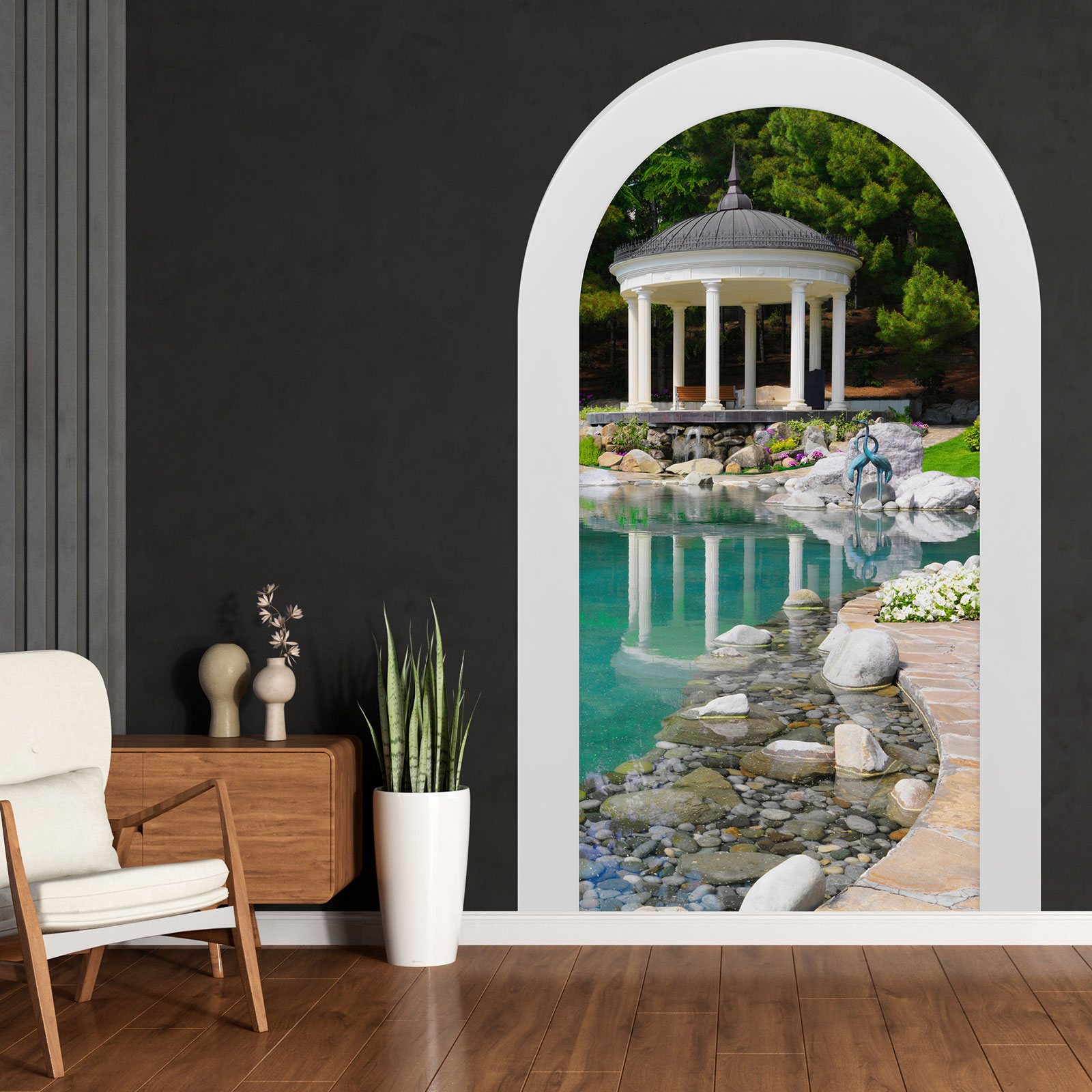Autocollant Porte 3D Effet Jardin - Sticker Trompe-l'œil 77x200 Cm, PVC, Amovible, Imperméable, Pour Intérieur, Décoration Murale