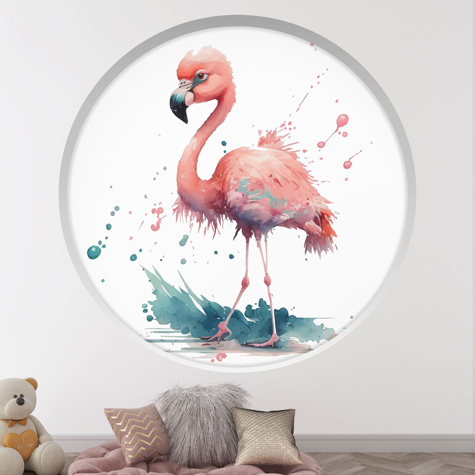 Débardeur Fille NEXT Coton Vert Taille 6 Ans – Col Rond – Imprimé Flamant Rose