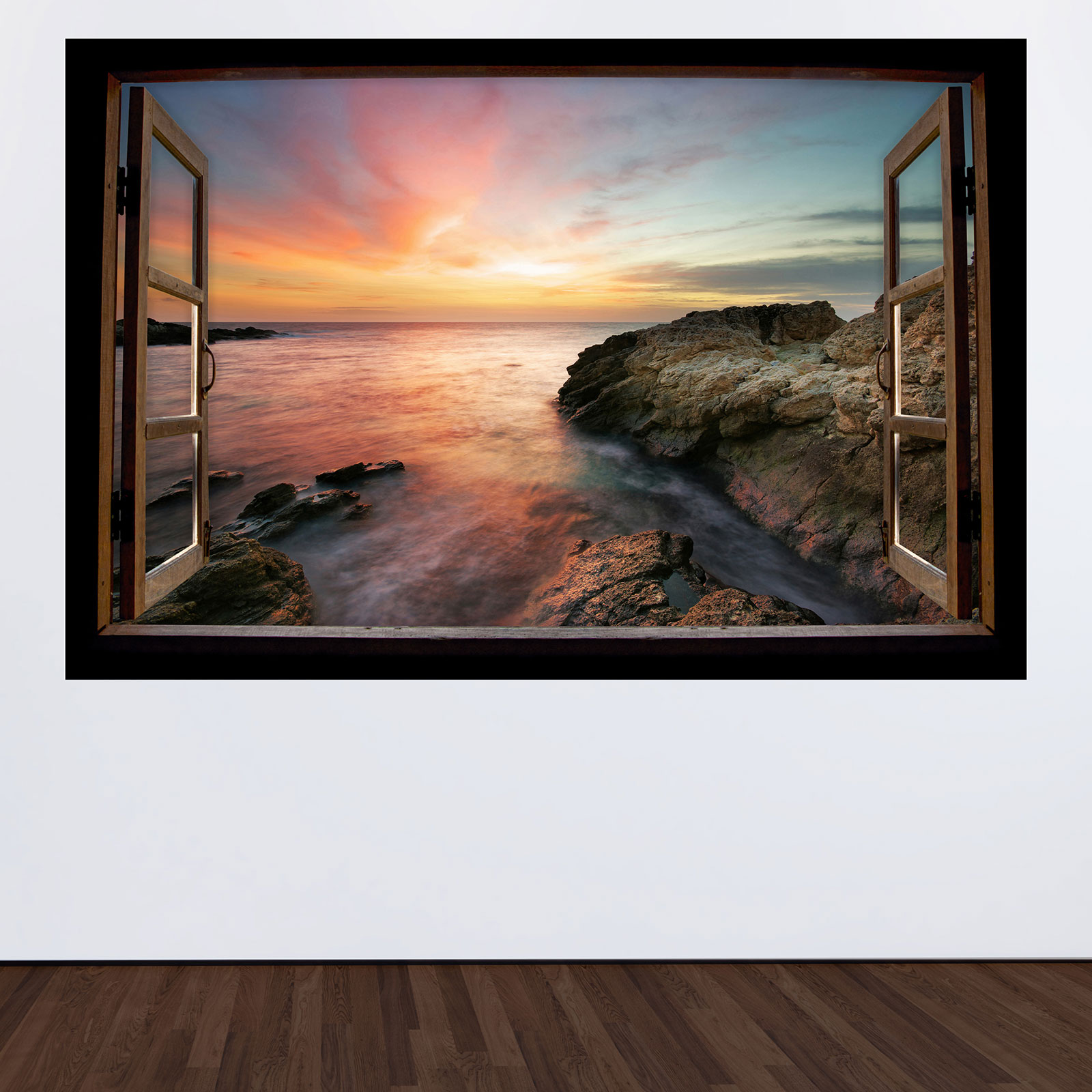 PPA DESIGN Sticker Fenêtre Trompe l'oeil Vue sur la Mer La Grèce - SATOFE0315 (70x58cm