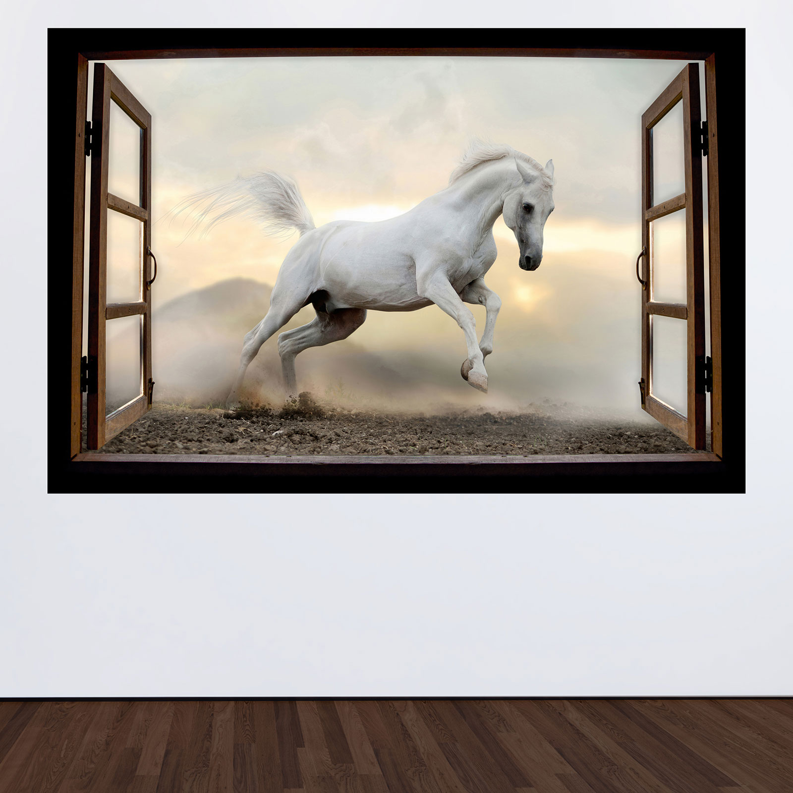Autocollant Trompe-l'œil Porte Cheval - Sticker Mural 95x215 Cm - Déco Amovible Pour Chambre, Salon - 3