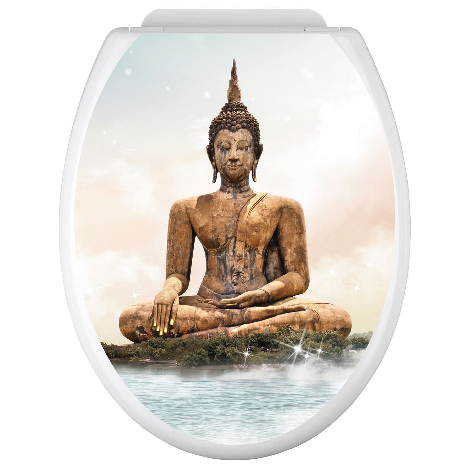 Sticker Abattant WC Bouddha Zen 35x42 Cm - Déco Humoristique Pour Toilettes - Autocollant Facile à Poser