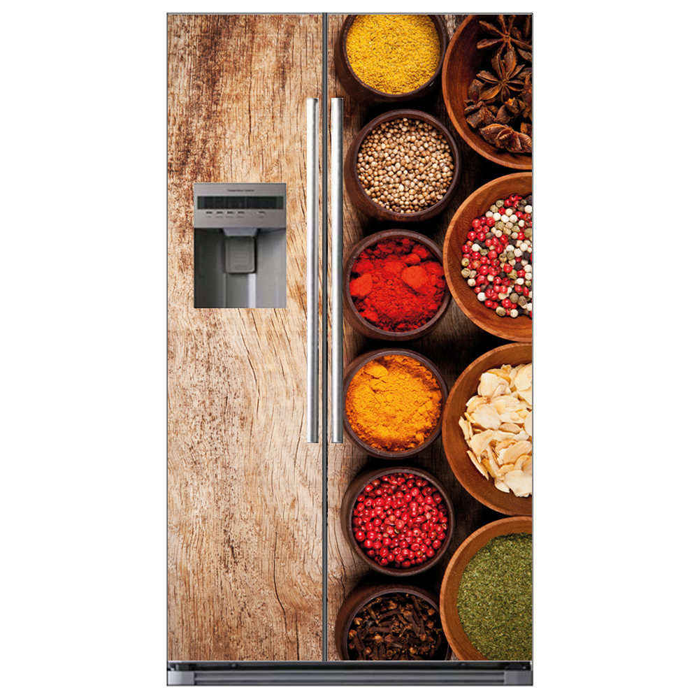 Stickers Frigo Rouge Orange Vintage - Américain & Classique pas cher