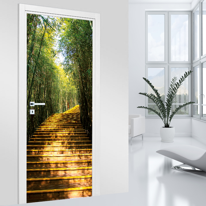 Sticker Porte 3D Zen Trompe L'Oeil Effet Réaliste - Papier Peint Mural Imperméable PVC 77x200cm Pour Chambre, Salle De Bain & Cuisine