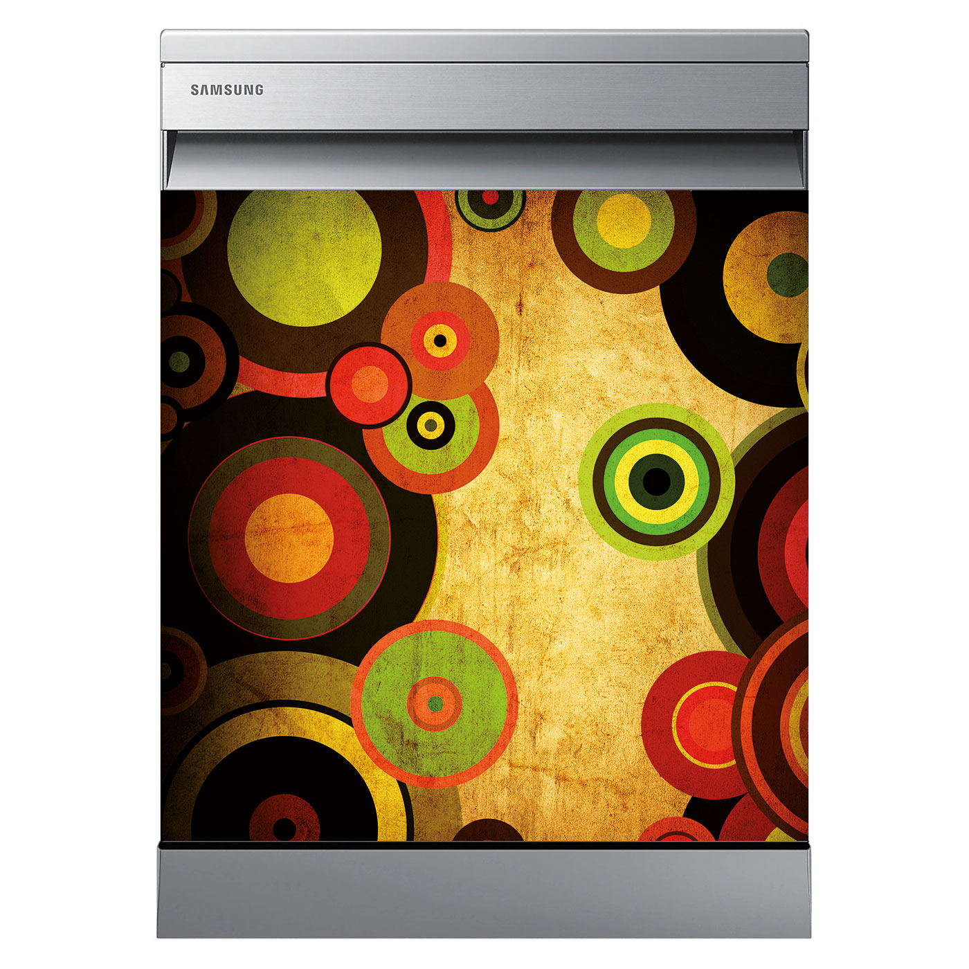 Autocollant Mural Décoratif Pour Lave-vaisselle Ou électroménager - Design Hippie Noir - Dimensions 75 X 85 Cm - Vinyle Adhésif Amovible