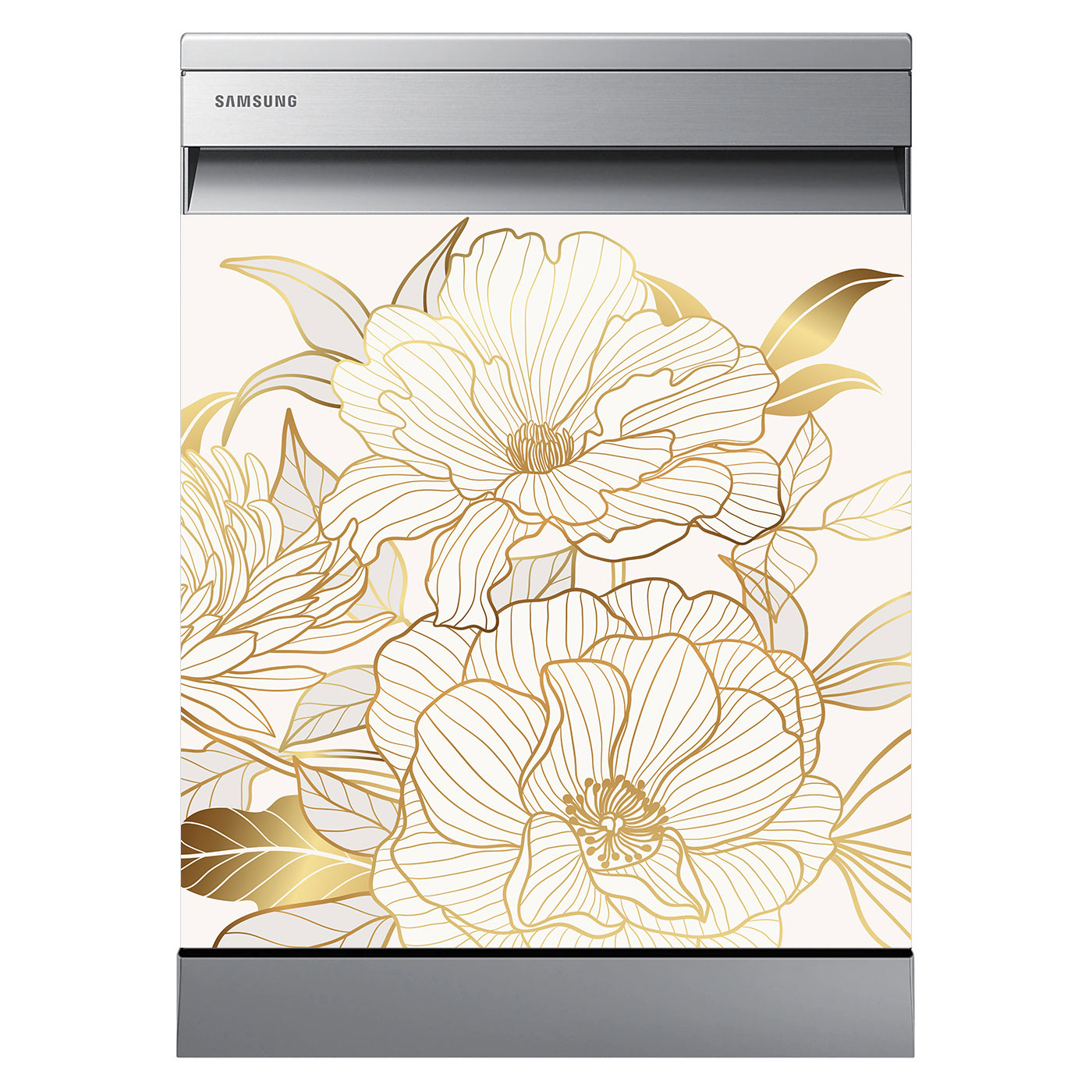 Sticker Déco Pour Lave-Vaisselle - Motif Cœur & Fleurs Roses - 60x60 Cm - Facile à Poser & Retirer