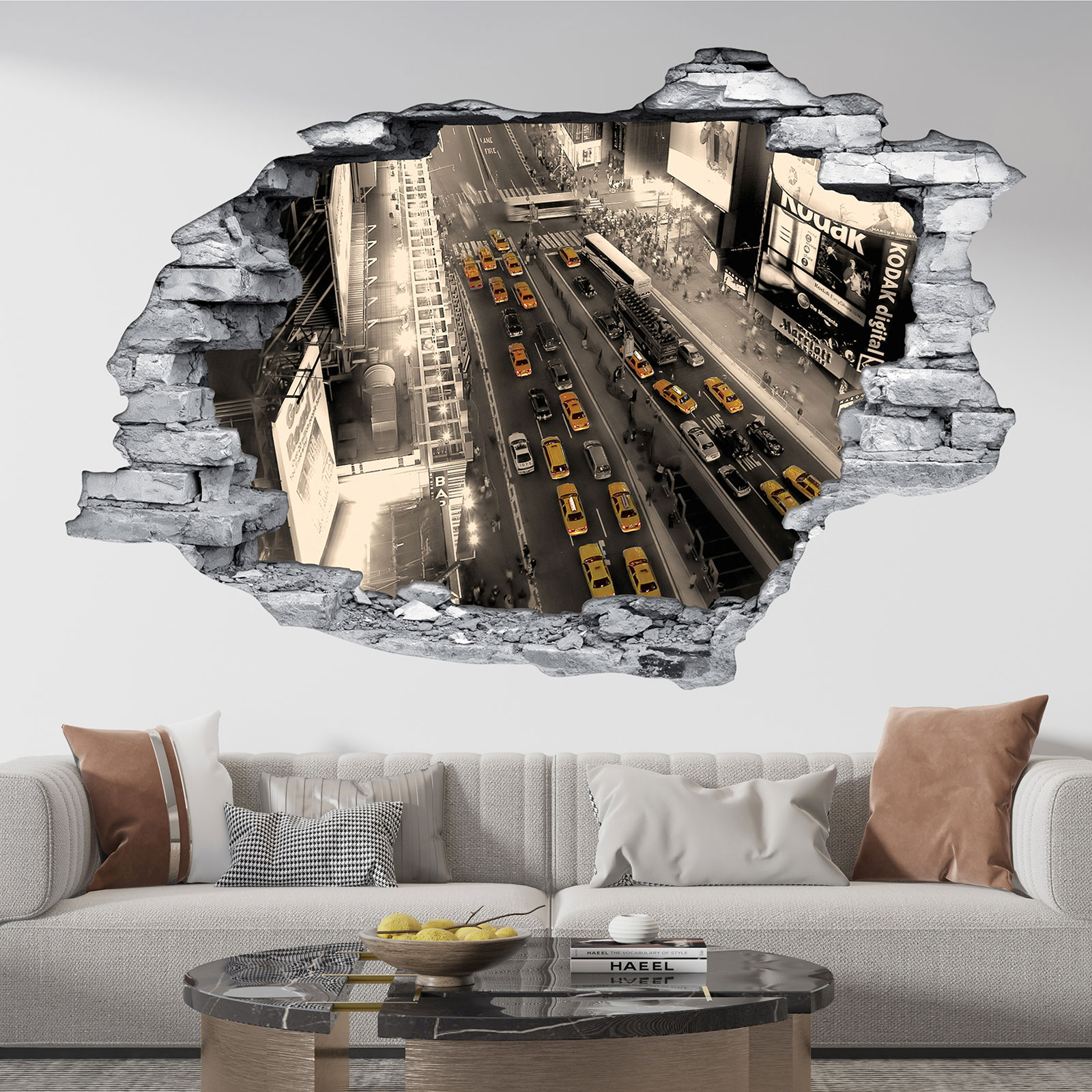 Stickers Trompe L'oeil Trou Dans Le Mur - Cascades 3617689721316 Hauteur 90 X Largeur 144 Cm 92676068