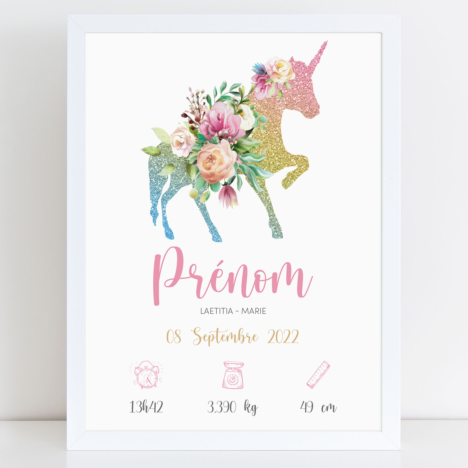 Panneau De Naissance Licorne Avec Votre Texte