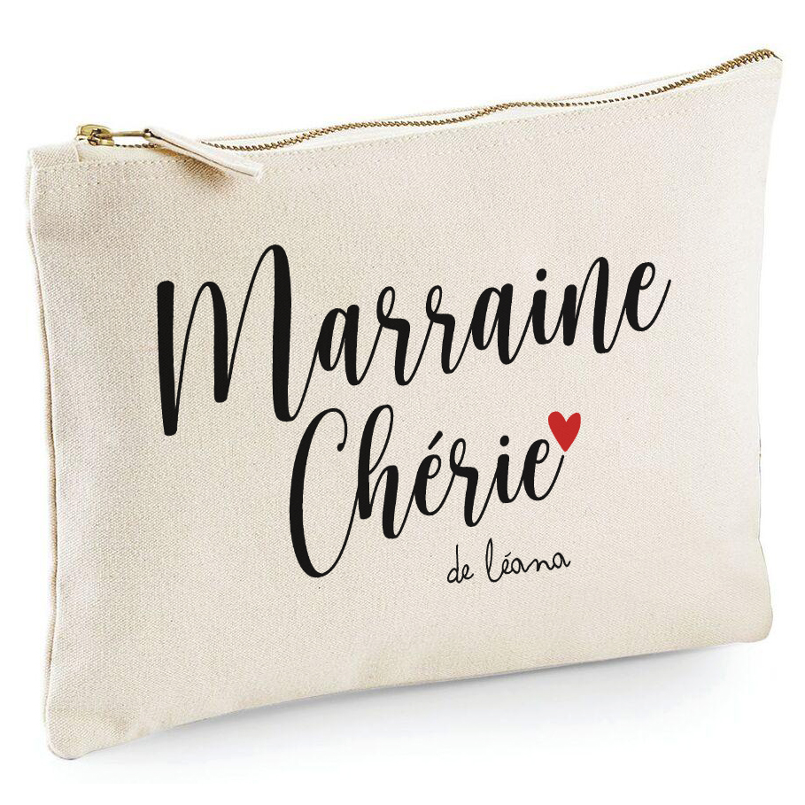 Pochette trousse personnalsée M comme marrane P comme parran cadeau