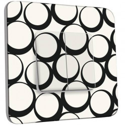 Interrupteur Décoré Double Va et Vient -  Design Ronds Black&White 