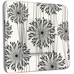 Interrupteur Décoré Double Va et Vient - Fleurs design Black&White 1