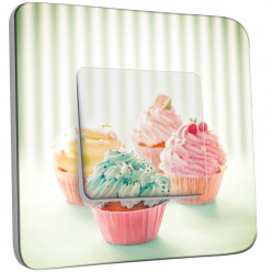 Interrupteur Décoré Simple Va et Vient - 4 Cupcake