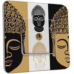 Interrupteur Décoré Simple Va et Vient - Bouddha Zen Black&Gold 1