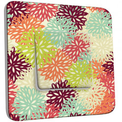 Interrupteur Décoré Simple Va et Vient - Fleurs Abstraits 17